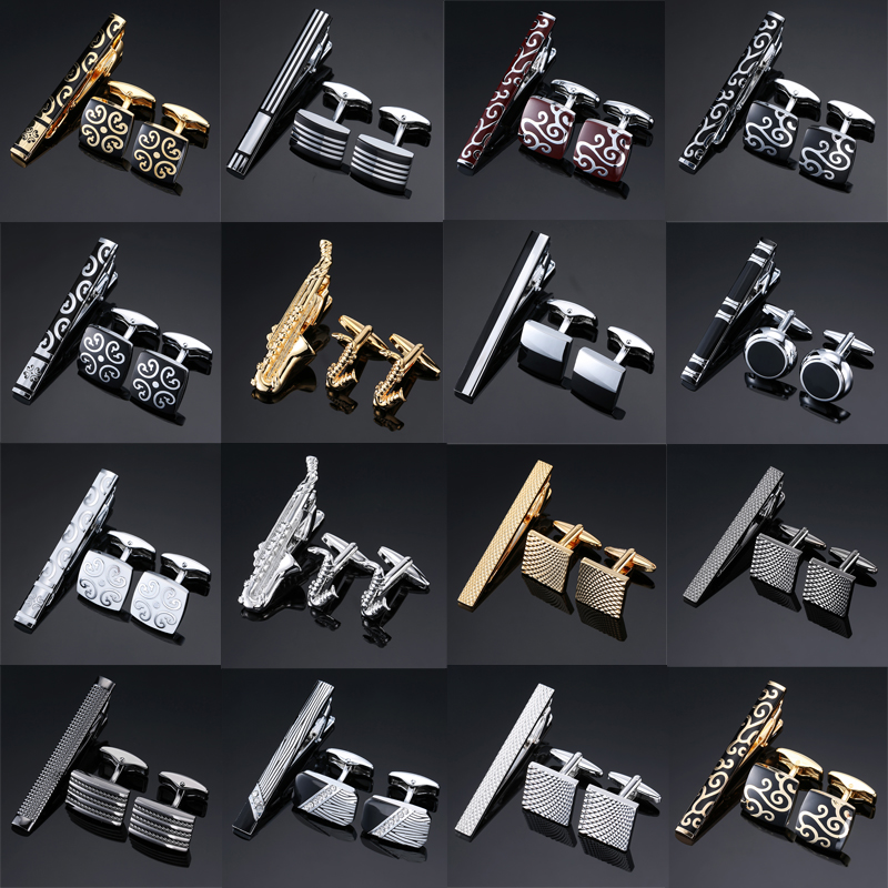 Tie Bar Set Gift - High Quality Cuff links necktie clip