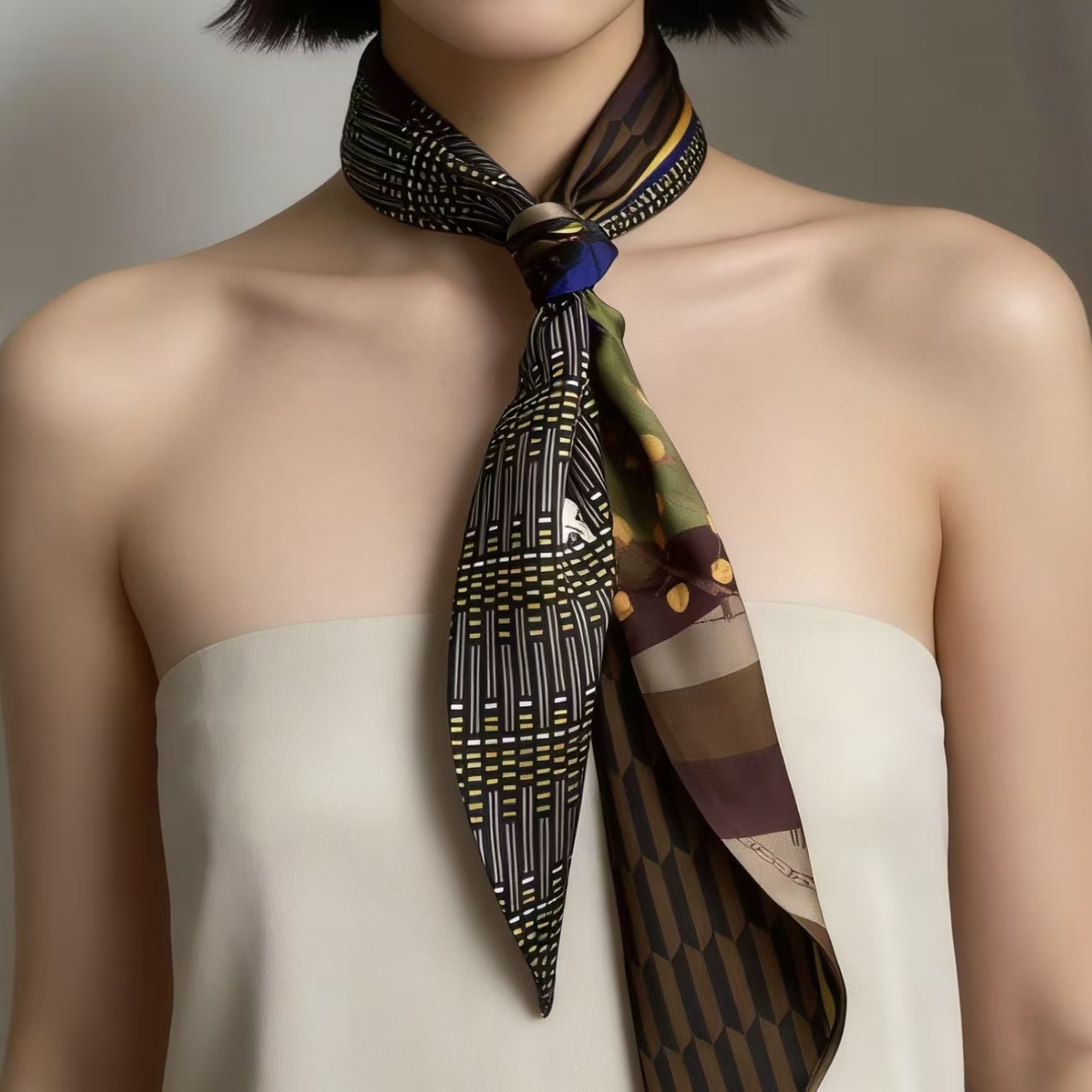 Luxury Print Long Hair Ribbon  - огляд і ціна Silk Neck Scarf