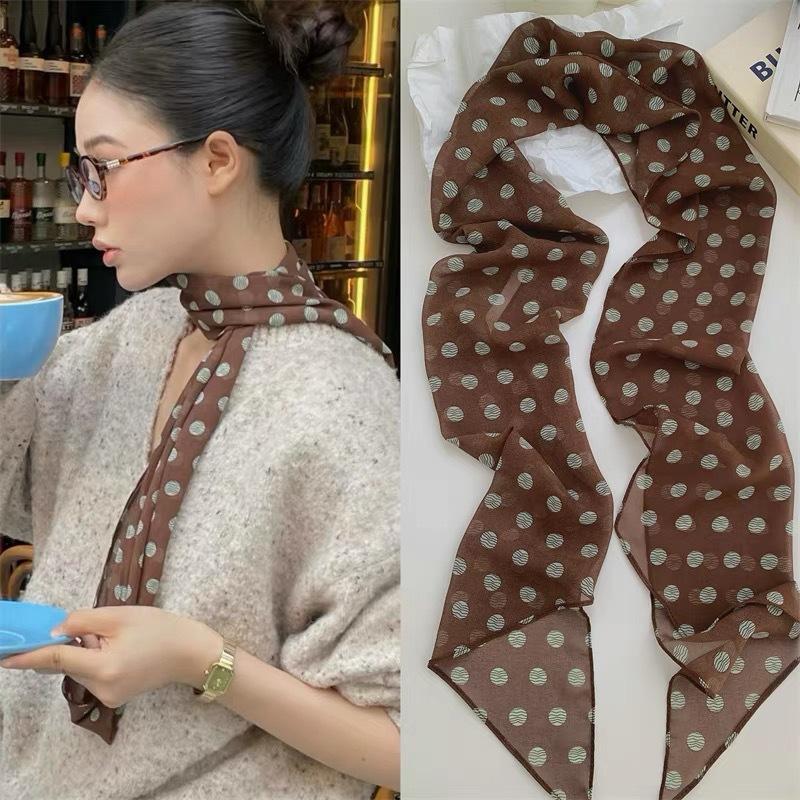 Polka Dot Floral Print Silk Sc - огляд і ціна Silk Neck Scarf