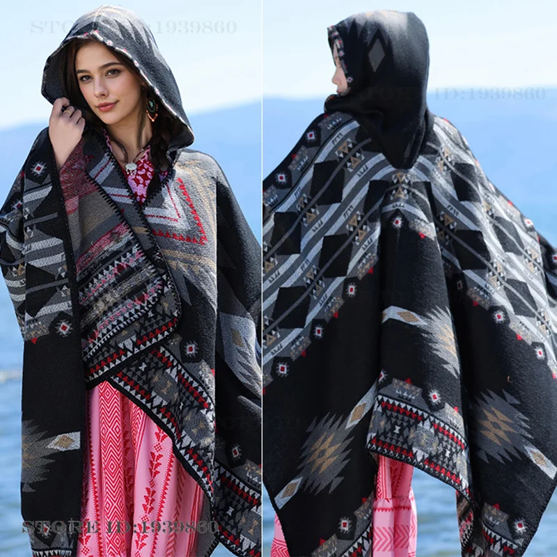 Hooded Warmth Scarf Shawl Cape - огляд і ціна Woven Scarf Blanket