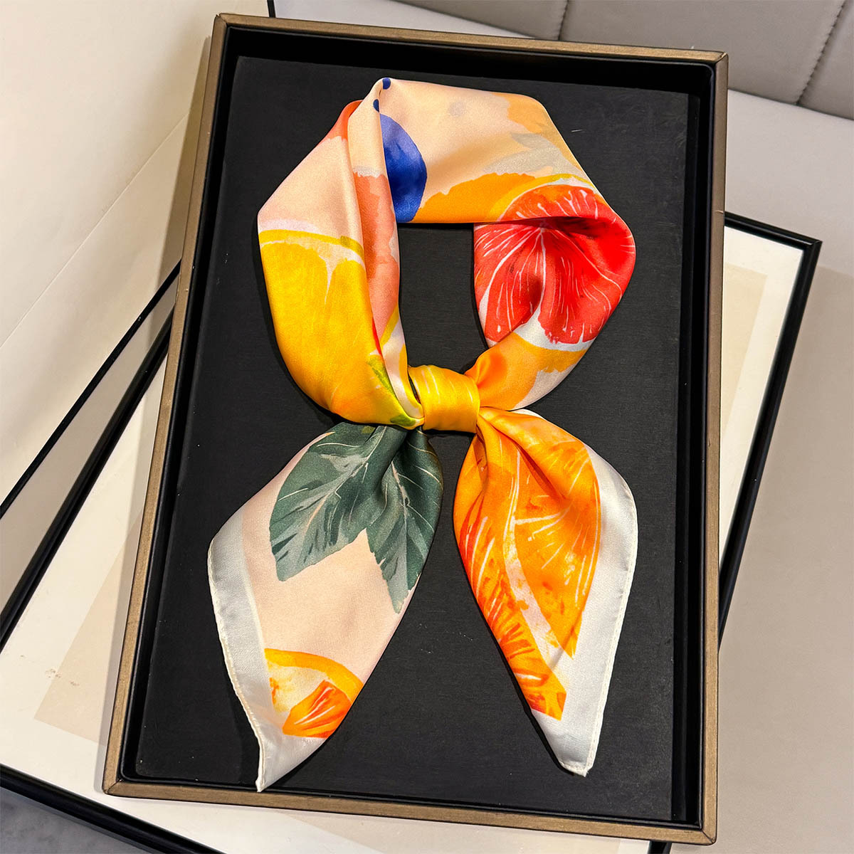 Fashion Lemon Fruit Pattern Sq - огляд і ціна Silk Neck Scarf